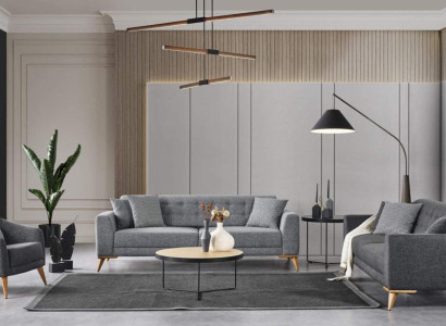 Stilvoll Wohnzimmer set 3tlg. Luxus Möbel Grau Modern Design 3+1 Sofa